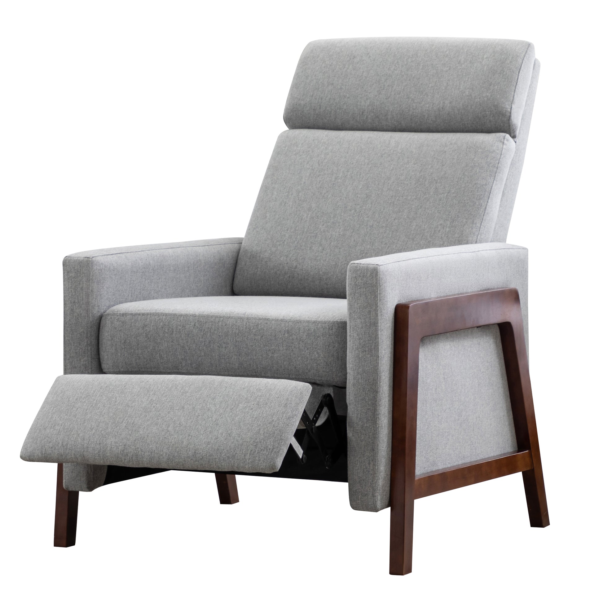 Wood Framed Upholstered Recliner Chair Adjustable Home Theater Seating With Thick Seat Cushion And Backrest Modern Living Room Recliners, Gray Old Sku:Pp289527Aae Gray Linen