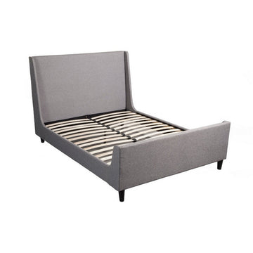 Poplar Wood Queen Size Upholstered Bed In Gray Queen Gray Solid Wood