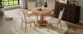 5 Piece Retro Dining Set, Round Table With Pedestal Table Base And 4 Upholstered Chairs For Dining Room And Kitchen Natural Wood Wash Natural Wood Wash Solid Wood Mdf