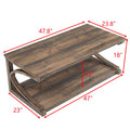 Unique Coffee Table, Solid Wood 48 Inch Modern Coffee Table Modern Center Table With Storage, Solid Wood Special Shape Coffee Table, Living Room, Kitchen, Apartment Dining Table Brown Solid Wood Mdf