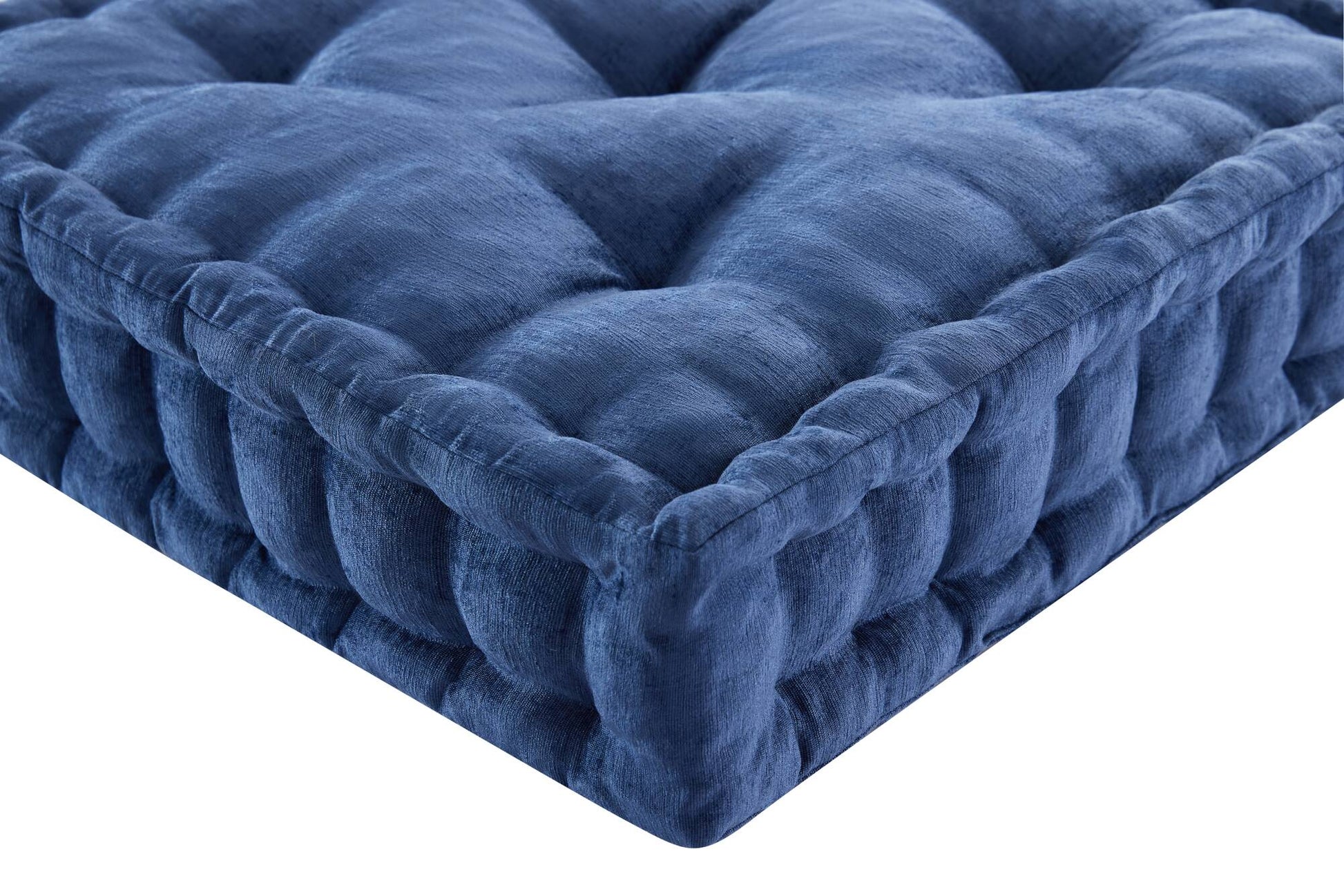 Poly Chenille Square Floor Pillow Cushion 24X24" Navy Blue Polyester