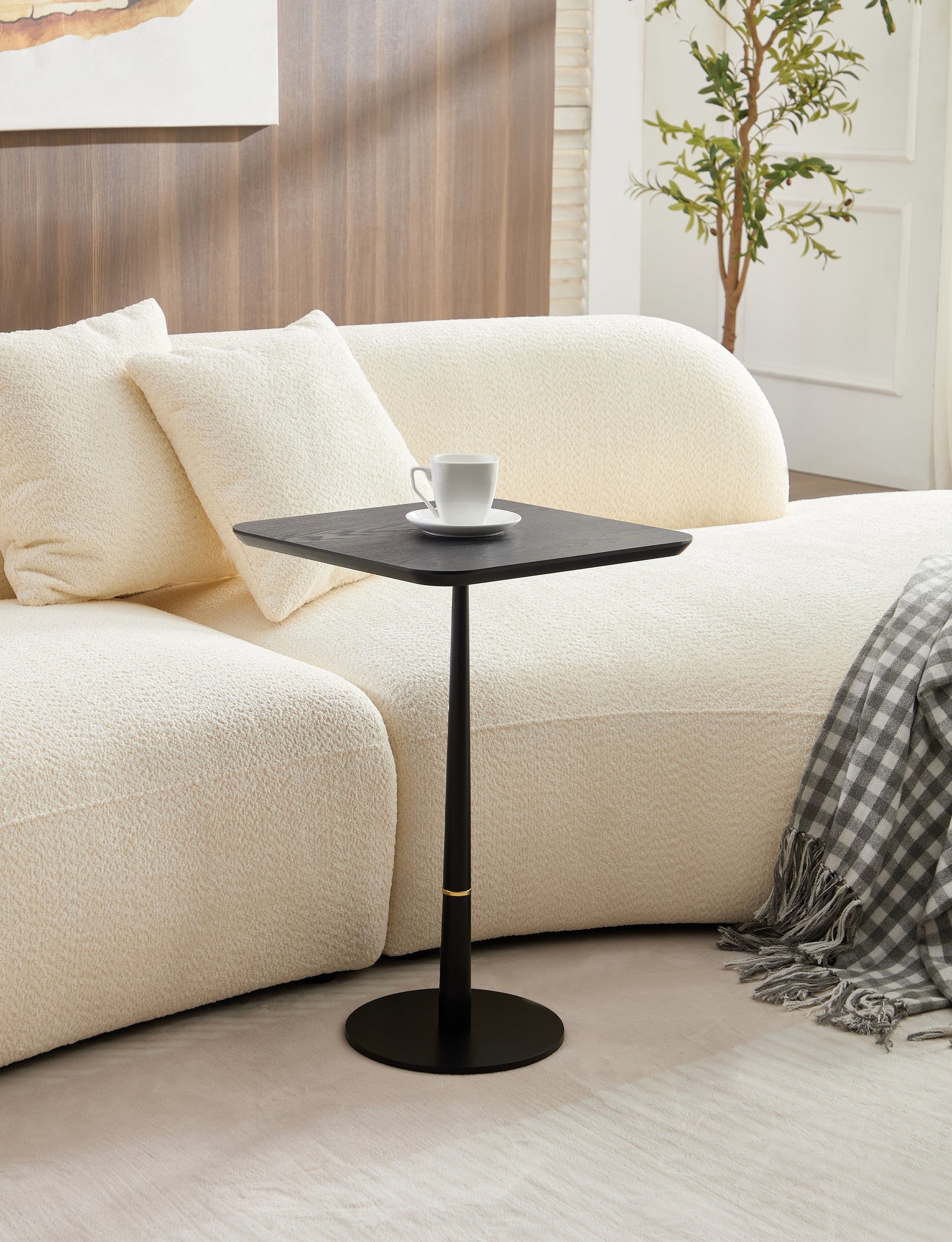Mdf With Metal Feet, Square, Located In Living Space And Lounge Area, Coffee Table, Computer Desk, Black, 15.74"D X23.77"H Black Gold Primary Living Space Casual,Chinese Freestanding Coffee & End