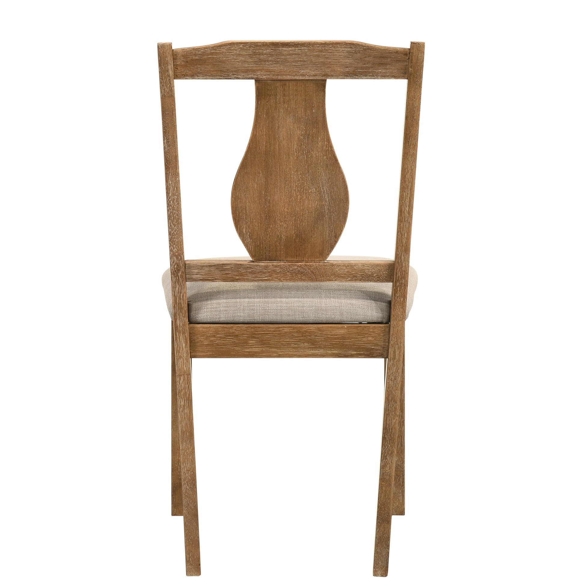 Weathered Oak 5 Piece Dining Set With Upholstered Seat Upholstered Chair Wood Oak Solid Back Seats 4 Wood Dining Room Fixed Table 4 Leg Rectangular Dining Table With Chair Wood Fabric