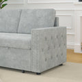 85 Inches Sofa Bed, 3 Seater Sleeper Sofa With Storage Chaise, Square Handrail With Pull And Copper Nail,Chenille Light Grey, Pull Out Couch For Living Room Light Grey Chenille 3 Seat