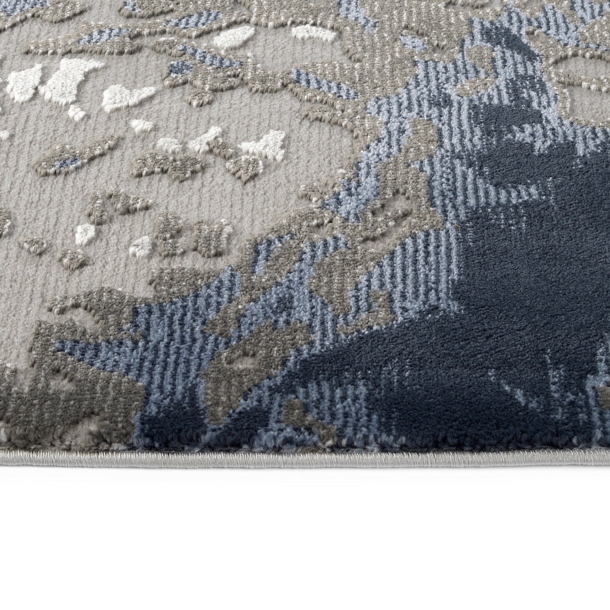 Casual, Contemporary, Modern, Abstract, Textured, High Low Cut Pile 9'3" X 12' Rectangle Area Rug Grey Polyester Polypropylene