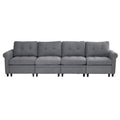 U Shaped Sectional Couch Convertible Sectional Couch With Double Chaise 6 Seat Sectional Sofa For Living Room Grey Fabric 6 Seat