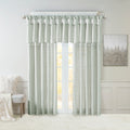Lightweight Faux Silk Valance With Beads Dusty Aqua 50X26