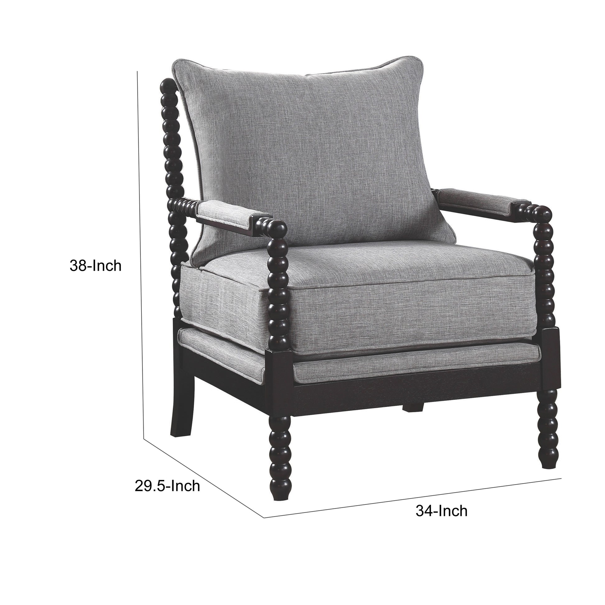 Turned Designing Accent Chair, Gray Gray Fabric