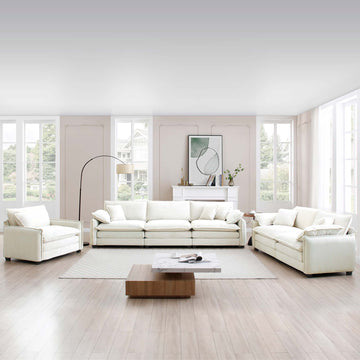 3 Piece Comfortable Oversized Sectional Sofa, One Single Sofa And One 2 Seater Sofa And One 3 Seater Sofabeige Corduroy Deep Seat Sofa Beige Corduroy 6 Seat