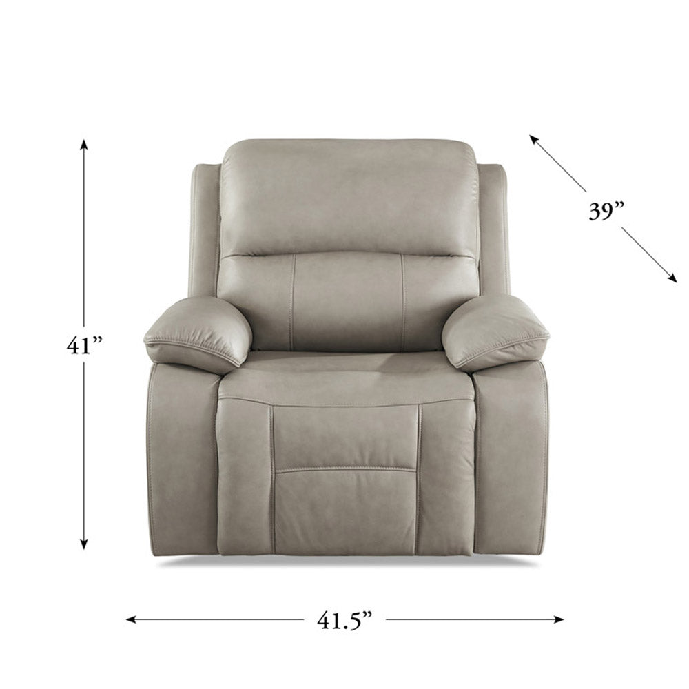 Westminster Power Headrest Zero Gravity Reclining Recliner Stone Gray Memory Foam Genuine Leather