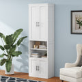 2 Doors Bookshelf With Usb Port 3 Adjustable And 3 Fixed Shelves Bookcase Side Cabinet Storage Shelves In White Old Sku:Wf311493Aac White Solid Wood Mdf