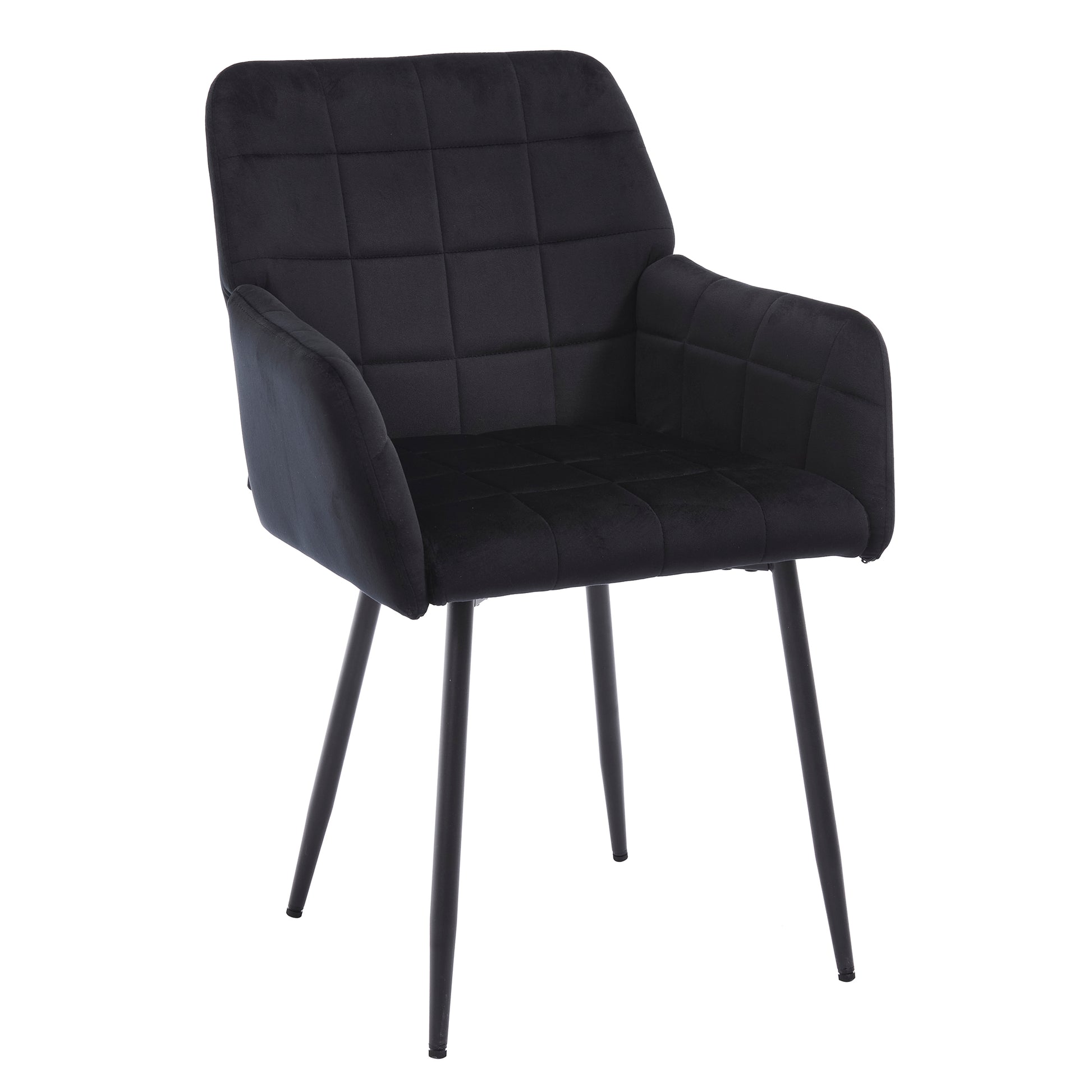 Dining Chairs Set Of 2, Upholstered Kitchen Chairs With Comfortable Seat, Velvet Dining Chairs With Armrests, Easy To Assemble And Clean, For Dining Room, Kitchen, Living Room,Black Black Velvet
