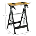 Homcom Work Bench Tool Stand With Adjustable Height And Angle, Carpenter Saw Table With 4 Clamps, Steel Frame, 220Lbs Capacity Natural Wood Mdf Iron