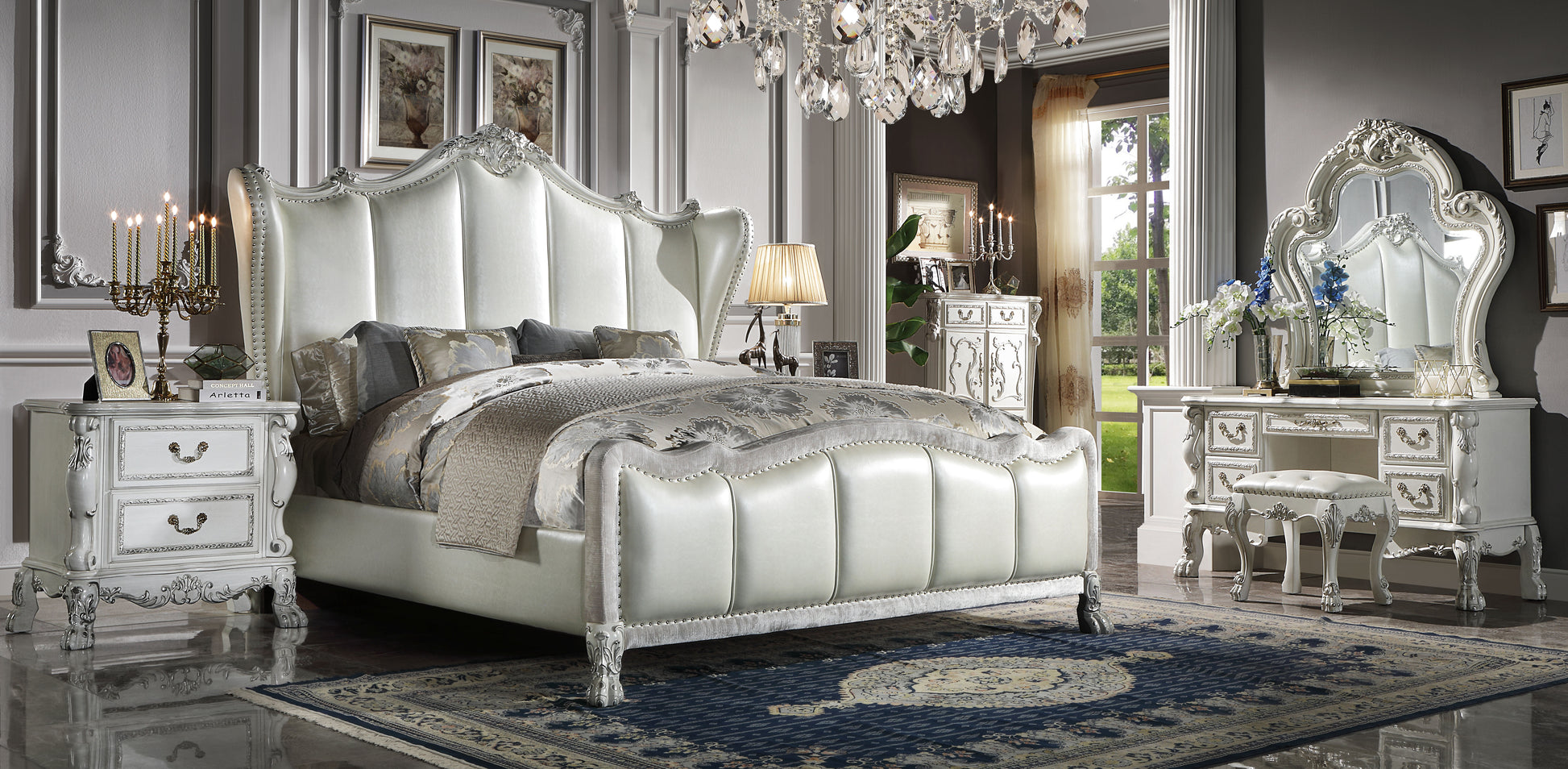 Champagne And Bone White Tufted Vanity Stool White Vanity Stools Bedroom Rectangular White Tufted Cushions Faux Leather