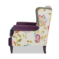 Anya Boho Chic Wingback Accent Arm Chair, Floral & Leopard, Blue Teal & Purple Velvet Teal Multi Foam Fabric