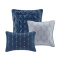 7 Piece Printed Seersucker Comforter Set Navy Cal King California King Navy Microfiber
