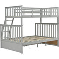 Twin Over Full Bunk Bed With Storage Drawers, Wooden Bunk Bed With Ladder And Safety Guard Rails Gray Full Gray Wood
