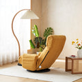 Adjustable Head And Waist, Game Chair, Lounge Chair In The Living Room, 360 Degree Rotatable Sofa Chair,Rotatable Seat Leisure Chair Deck Chair Yellow Metal Soft Cotton Metal