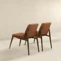 Grivelle Orange Fabric Dining Chair Set Of 2 Solid Brown,Orange Brown Dining Room Foam Wipe Clean Mid Century Modern Dining Chairs 1 Foam Fabric,Solid Wood