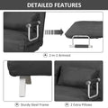 Homcom Convertible Sofa Bed Sleeper Chair, 5 Position Adjustable Backrest, Armchair Sleeper With Pillows, Leisure Chaise Lounge Couch, Gray Grey Steel 2 Seat