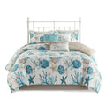 7 Piece Cotton Sateen Comforter Set Aqua Queen Queen Aqua Cotton