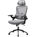 High Back Desk Chair With Adjustable Lumbar Support & Headrest,Comfortable Mesh Computer Chair With Soft Flip Up Arms, Adjustable Height And 120 Tilt,Gray Gray Abs Pc