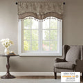 Jacquard Window Rod Pocket Valance With Beads Blue Brown 50X18