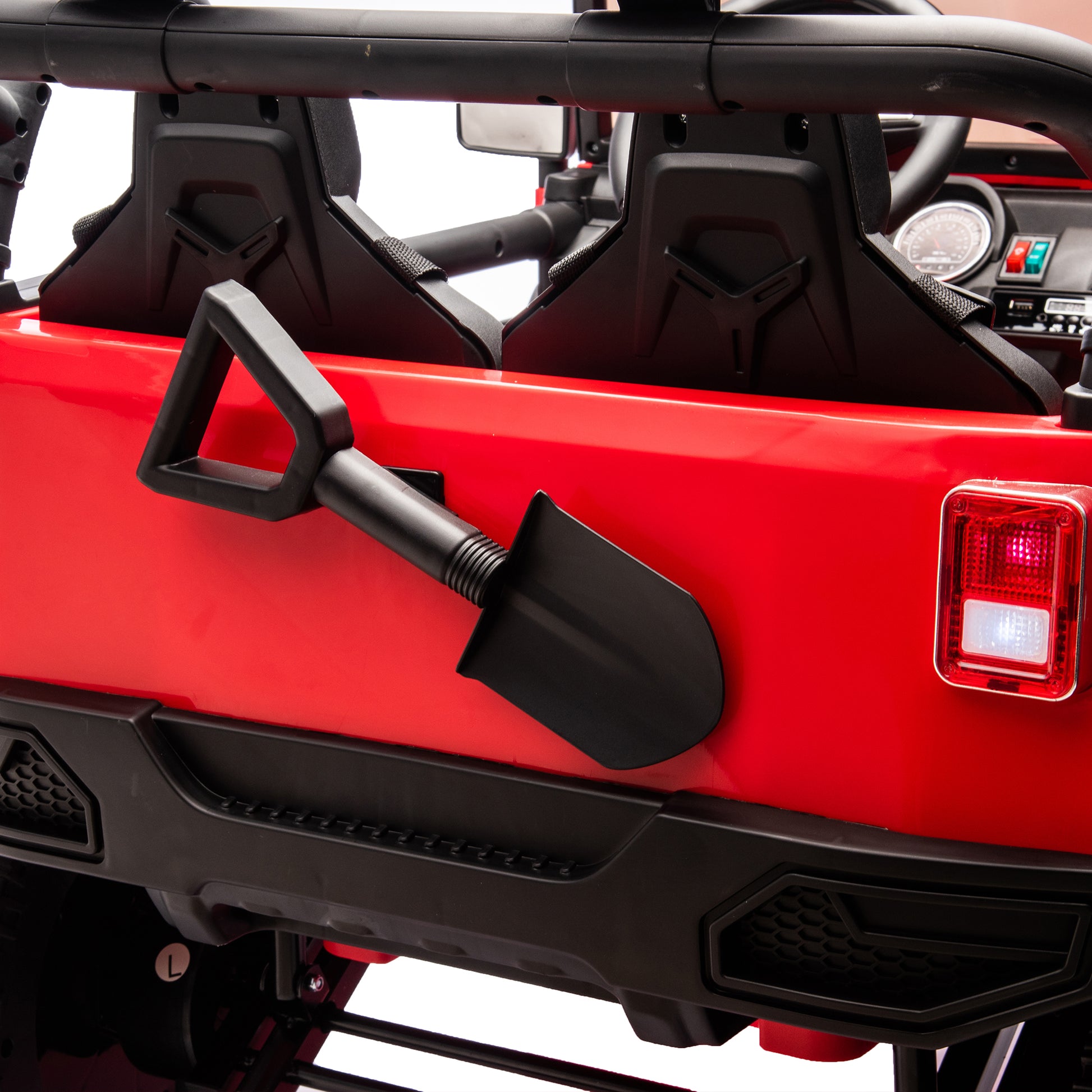 24V Two Seater Kids Ride On Truck Car W Parents Control,200W*2,Seat Width 20.28In,Four Wheel Suspension,Led Lights,Music,Mp3,Bluetooth,Two Independent Seat Belts,Suitable For Off Road For Kids Aged 3 Red 100 149 Lbs Polypropylene