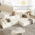 Modern Large Modular Sectional Sofa For Living Room, Bedroom, Salon, 3 Piece Free Combination Beige Polyester 3 Seat