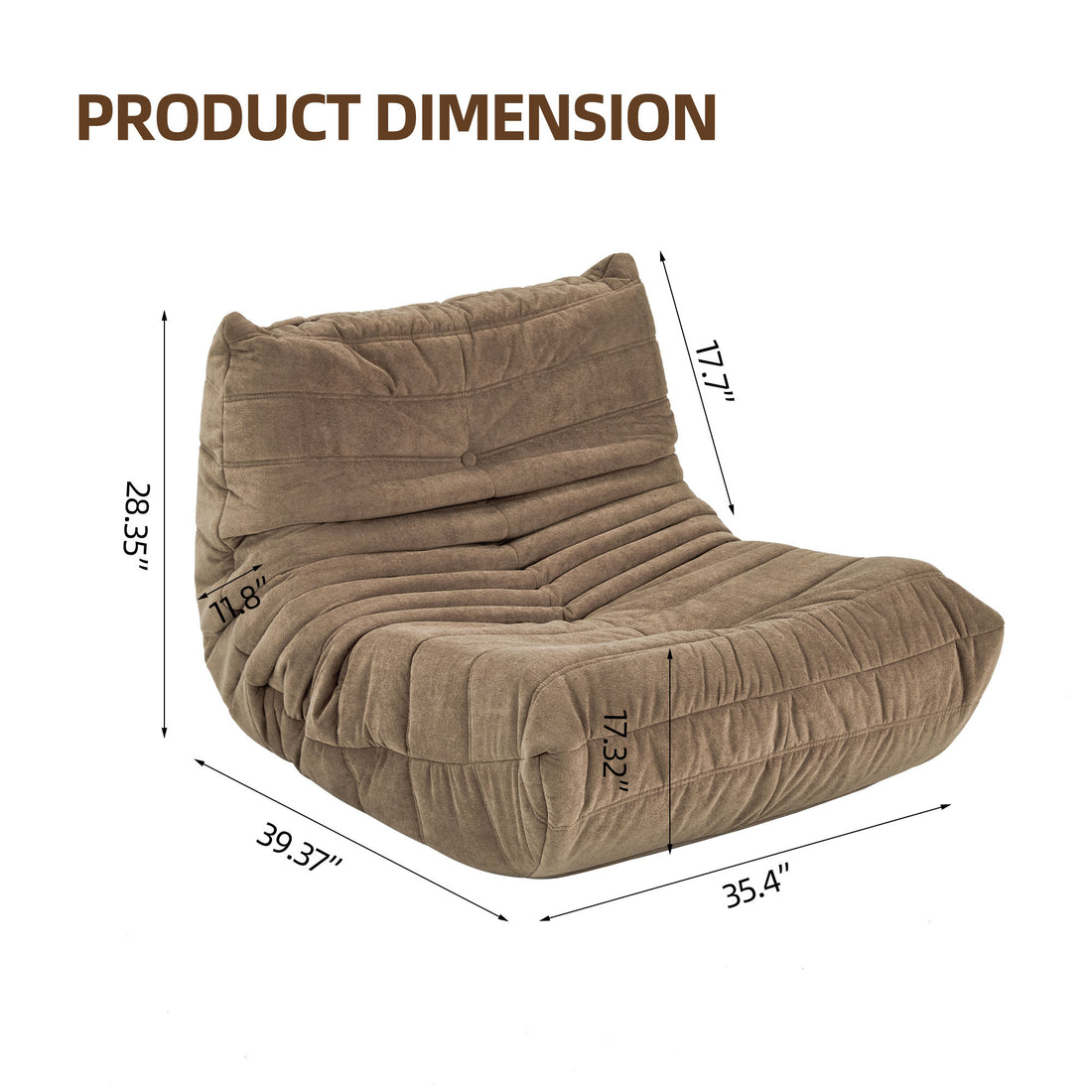 Floor Sofa Bean Bag Chair For Adults Fireside Bean Bag Lounger Memory Foam Chair For Home, Office, Apartment Or Gaming Venue Matte Brown Polyester Primary Living Space Firm Art Deco Armless Foam Polyester Blend