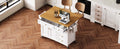 K&K 52'' Kitchen Island With Drop Leaf, Embossed Texture Kitchen Island On Wheels With Spice Rack, Towel Rack, 2 Doors And 5 Drawers, Kitchen Storage Cart With Adjustable Shelf For Kitchen, White