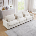 3 Seater Deep Seat Couches For Living Room, Wide And Deep Seat Comfy Living Roo Sofas With 3 Waist Pillows, Beige Corduroy Beige Corduroy 3 Seat