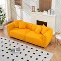89 Inch Sofa For Living Room, Fashion Sofa With Metal Legs, 3 Seater Sofa, Solid Wood Frame Couch With 4Pillows, For Apartment Office Living Room Yellow Yellow Cotton Linen,Teddy 3 Seat