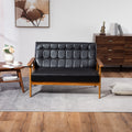 Coolmore Mid Century Modern Solid Loveseat Sofa Upholstered Pu Leather Loveseat, 2 Seat Upholstered Loveseat Sofa Modern Couch Black Pu Pu Leather 2 Seat