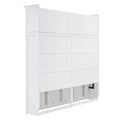 Full Size Murphy Bed Wall Bed With Top Cabinets,White Full White Plywood