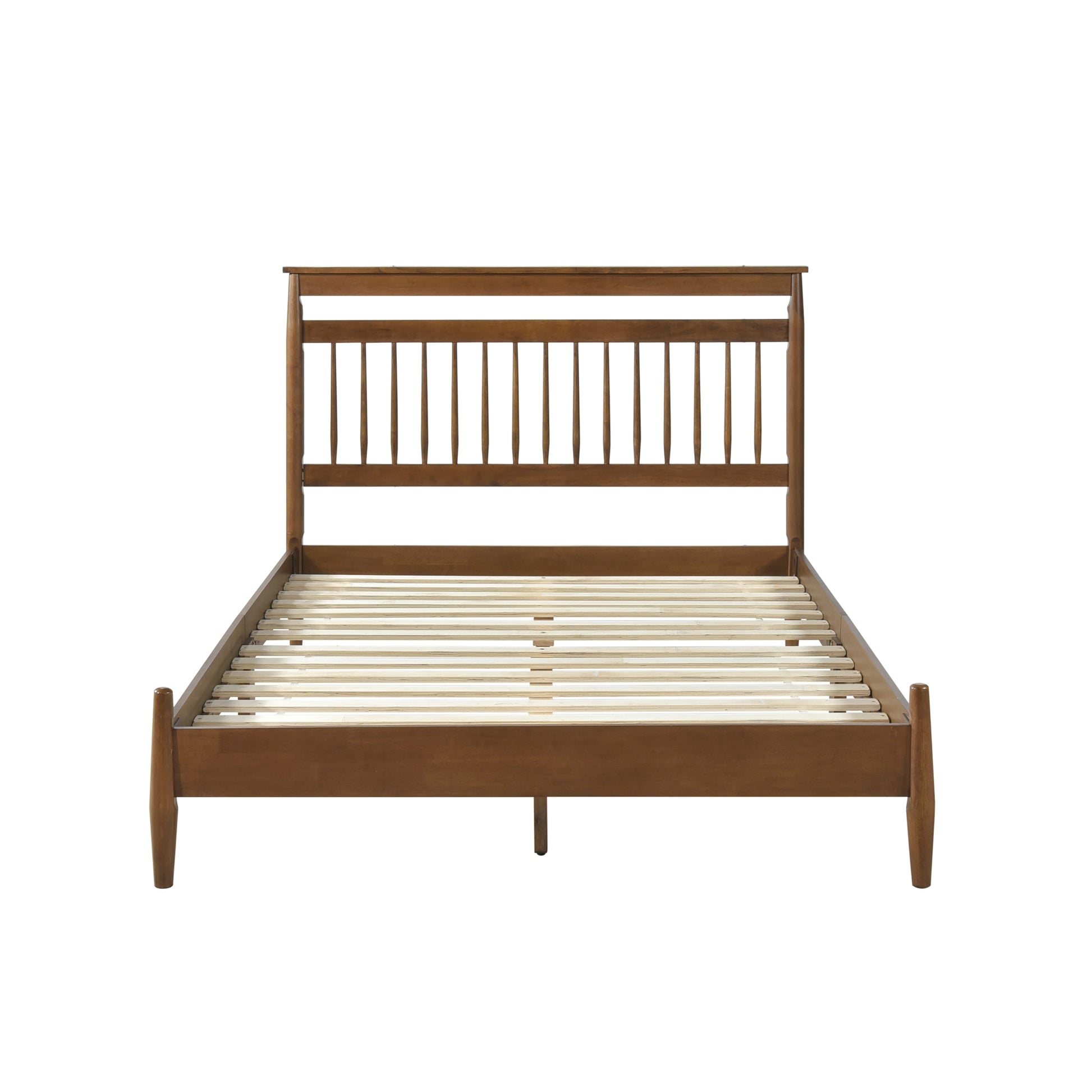 Transitional Design California King Platform Bed Chestnut Finish Wood Frame Bedroom Furniture 1Pc Bed In A Box Box Spring Not Required California King Chestnut Wood Bedroom Wood