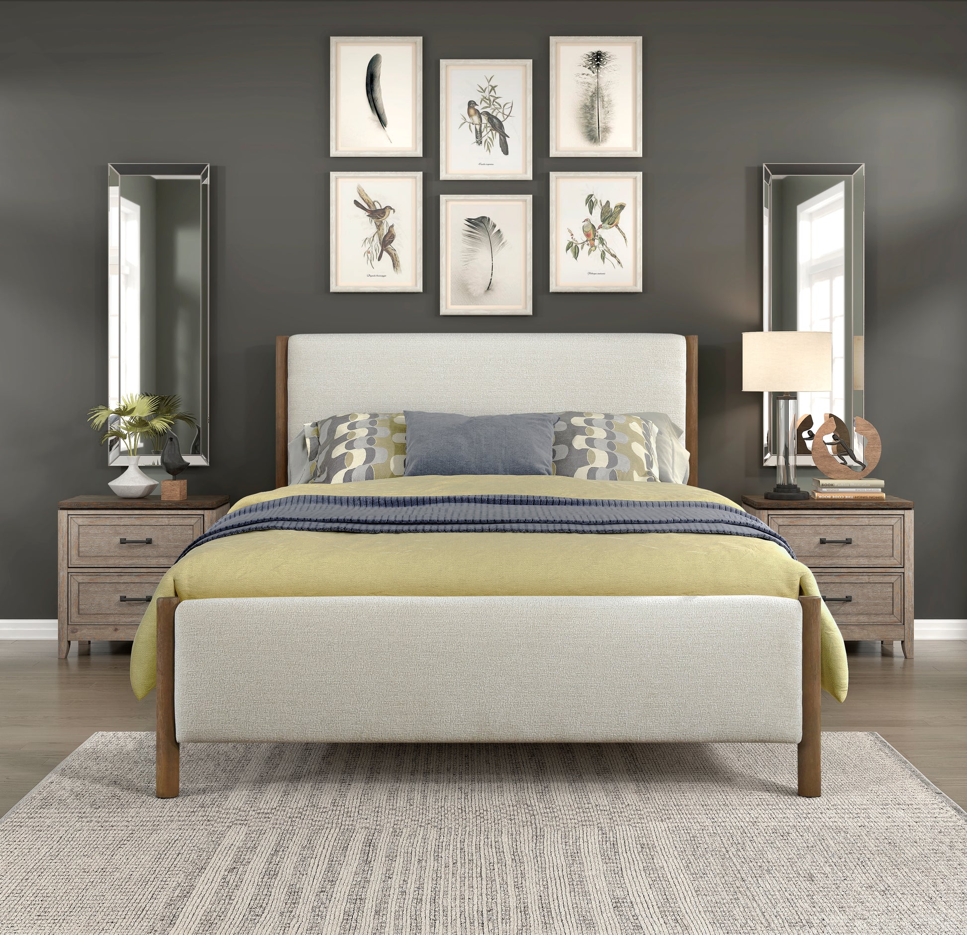 Modern Contemporary Bedroom 1Pc Full Platform Bed Soft Beige Chenille Fabric Upholstered Bed Solid Wood Furniture Box Spring Not Required Full Beige Wood Bedroom Modern Chenille Solid Wood