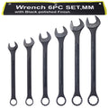 Jumbo Combination Wrench Set Extra Large, Metric, 6 Piece, 35Mm To 50Mm,Black Oxide, With Pouch Black Carbon Steel