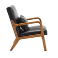 Coolmore Modern Accent Chair, Solid Wood Padding Lounge Armchairs With One Pillow For Living Room, Bedroom, Guest Room Black Pu Black Pu Brown Primary Living Space Modern Rubberwood Foam Pu Leather
