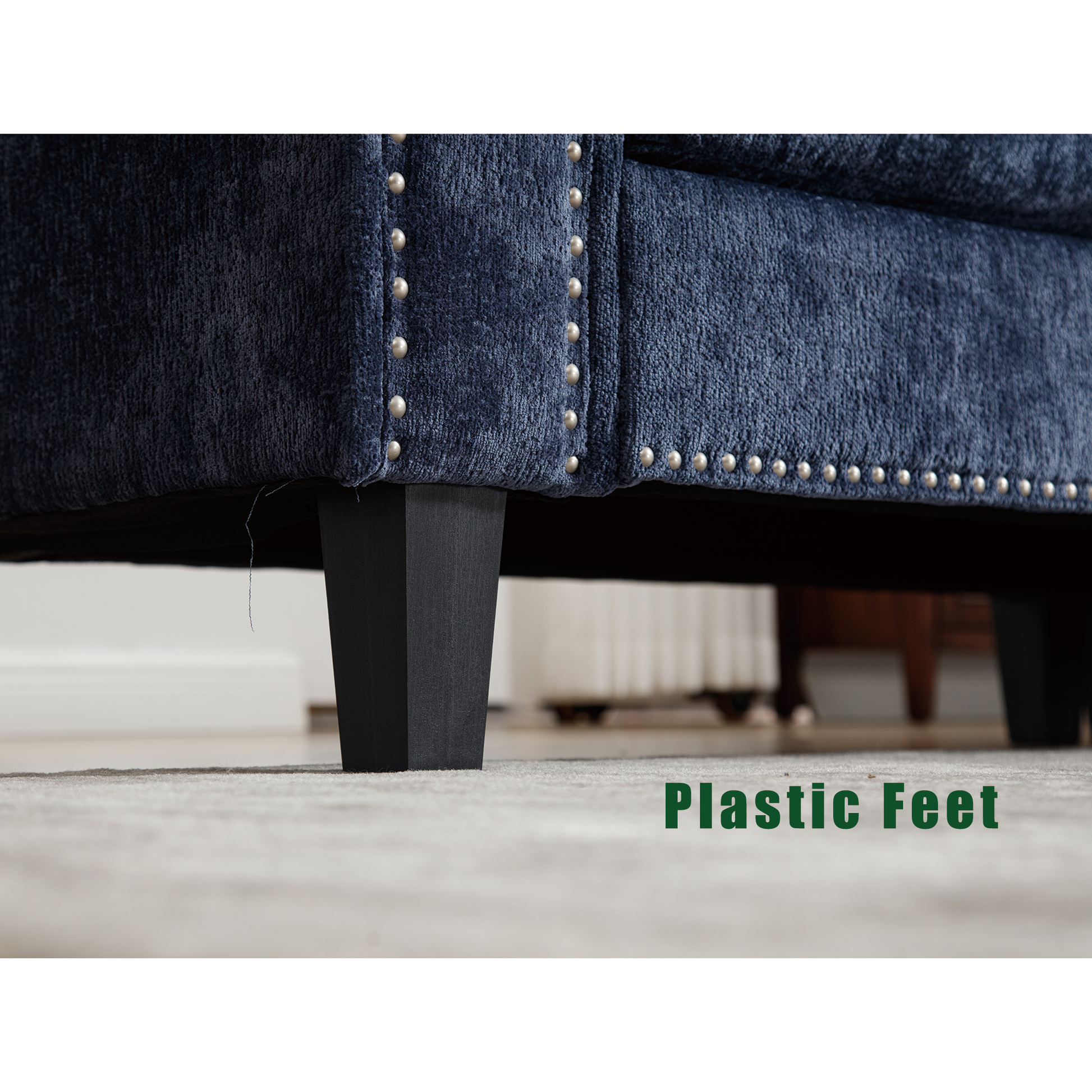 Arrived 5 Seat Modular Sofa,With Storage Ottoman, Convertible Sectional Sofa, L Shaped Couchreversible Chaise ,Riveted Sofa,Chenille, Blue Blue Polyester Wood Primary Living Space Medium Soft Cushion Back Modern Square Arms Foam Metal & Wood 5 Seat