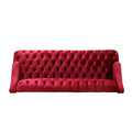 Comfy 3 Seat Sofa With Wooden Legs, Pu, For Living Room And Study Wine Red Velvet 3 Seat