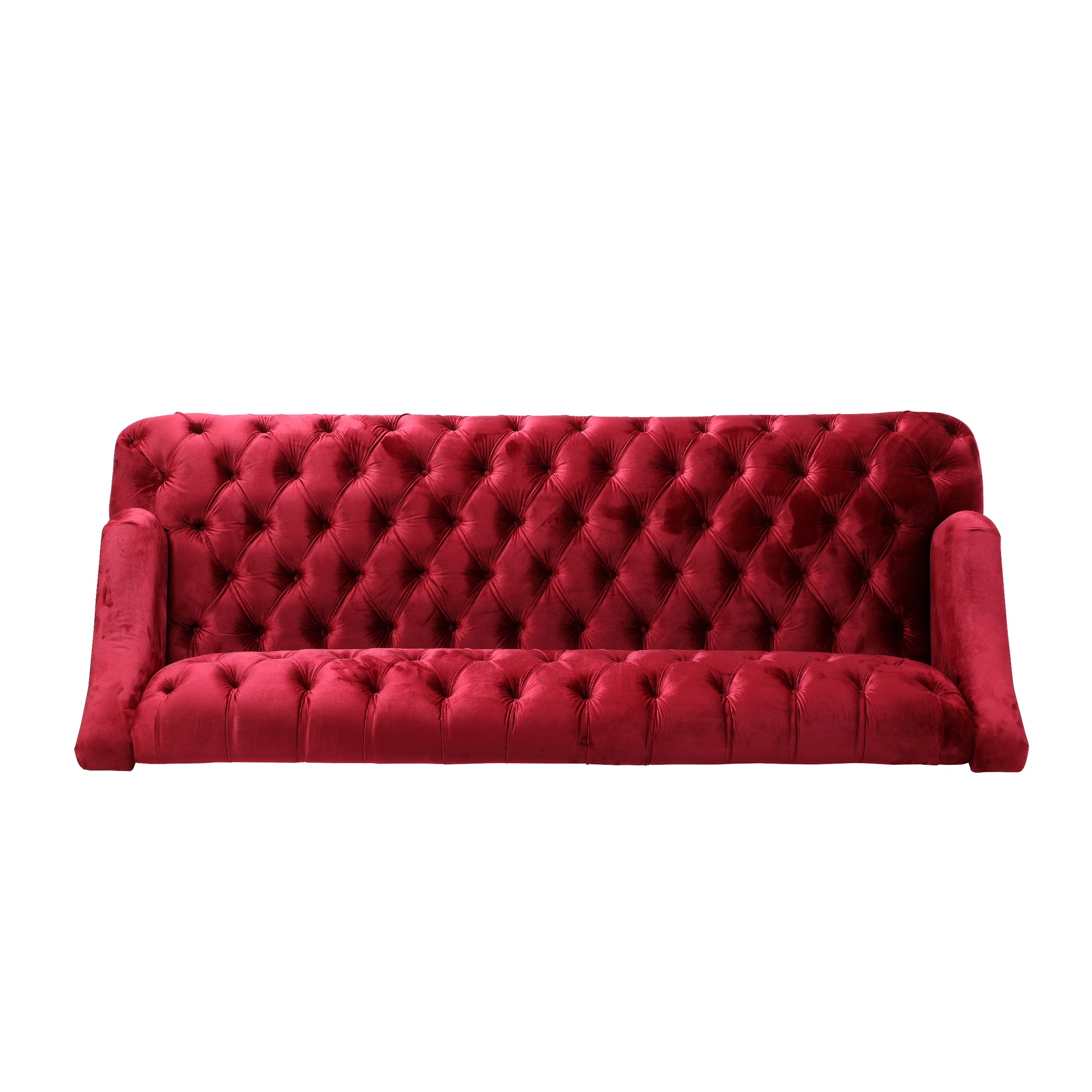 Comfy 3 Seat Sofa With Wooden Legs, Pu, For Living Room And Study Wine Red Velvet 3 Seat