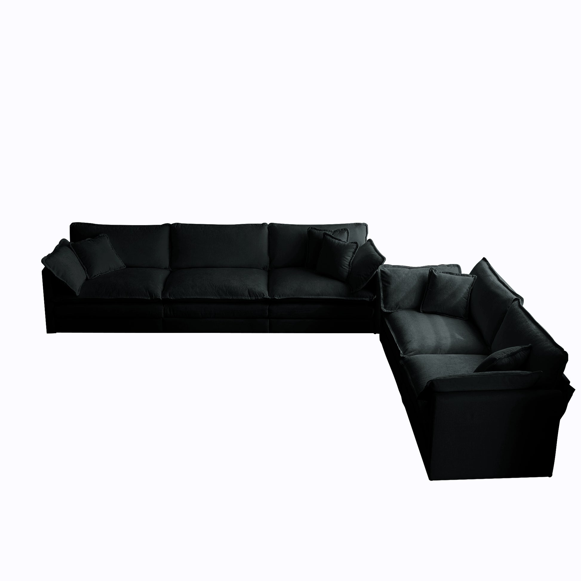 Modern Sofa Couch, 3 Piece Set Extra Deep Seat Sectional Sofa For Living Room, Oversized Sofa, 3 Seat Sofa, Loveseat And Single Sofa, Black Chenille Green Chenille 6 Seat