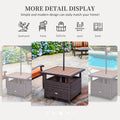 Outsunny 22'' Rattan Wicker Side Table With Steel Frame, Umbrella Insert Hole, Sand Bag For Outdoor, Patio, Garden, Backyard, Brown Brown Rattan