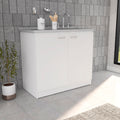 Freestanding Sink, Double Door Cabinet, Two Shelves, White White Solid Wood Mdf Engineered Wood