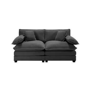 Armless Deep Seating 2 Seater Corduroy Sofa, Can Be Combined With Alternative Armrests And Single Armless Sofas ,Grey Corduroy Fabric Grey Corduroy 2 Seat