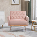 Coolmore Velvet Armchair Single Sofa Modern Tufted Upholstered Side Reading Chairs With Arm And Gold Metal Leg For Living Room Bedroom Pink Pink Foam Velvet
