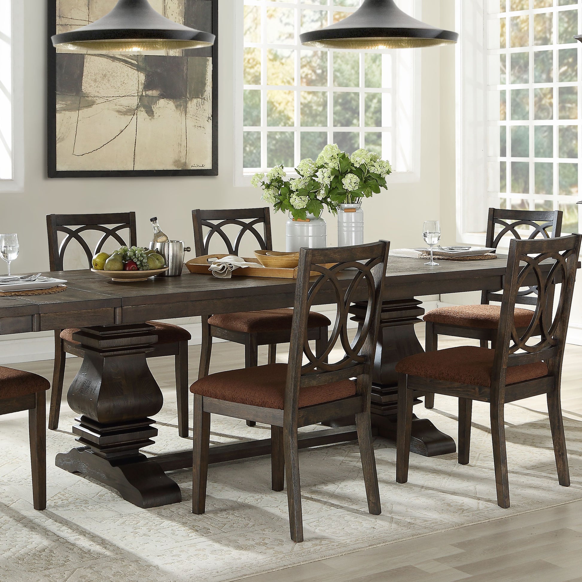 Brown And Espresso Side Chair With Padded Seat Set Of 2 Solid Espresso Dining Room Traditional Side Chair Open Back Set Of 2 Wood Fabric