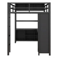 Metal Loft Bed With Wardrobe And L Shaped Desk, Full Size Loft Bed With Storage Cubes And Shelves, Heavy Duty Loft Bed For Kids Teens Adults, Black Pre Sale Date: August 10Th Full Black Metal
