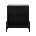 Modern Fluted Drawer Nightstand With Open Cubby Black Black Mdf Mdf